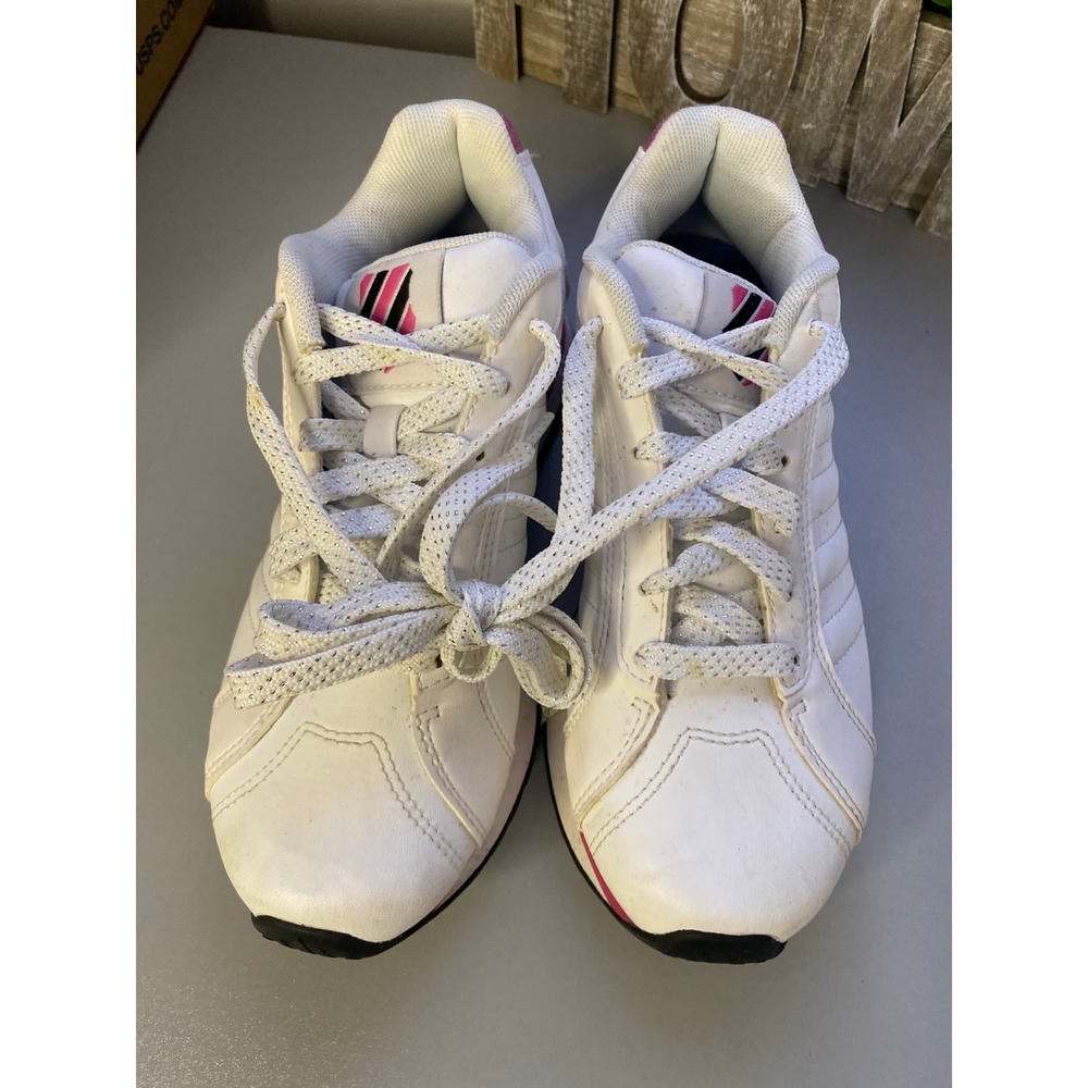 K Swiss Women White Pink Glitter Low Top Lace Up Athletic Sneakers Size 5